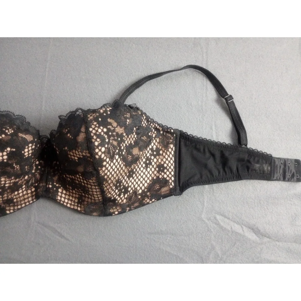 Adore Me Black Sexy Lace Lined Lightly Padded Underwire Push-Up Bra  36DDD